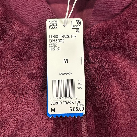 Adidas CLRDO TRACK TOP DH3002 Womens Full Zip Jacket Sz Medium Burgundy/Black - Picture 3 of 15